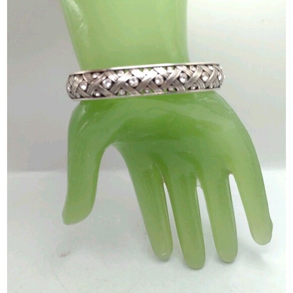 Brighton Silvertone Rhinestone Hinged Cuff Bangle Bracelet 6.75" Southwestern - Picture 3 of 14